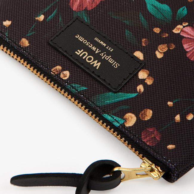 Petite pochette black flowers