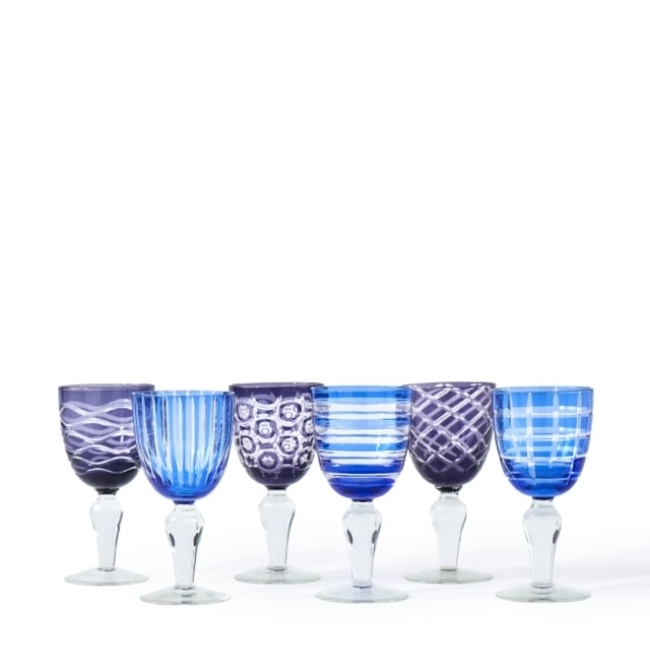 6 verres à vin Cobalt Mix