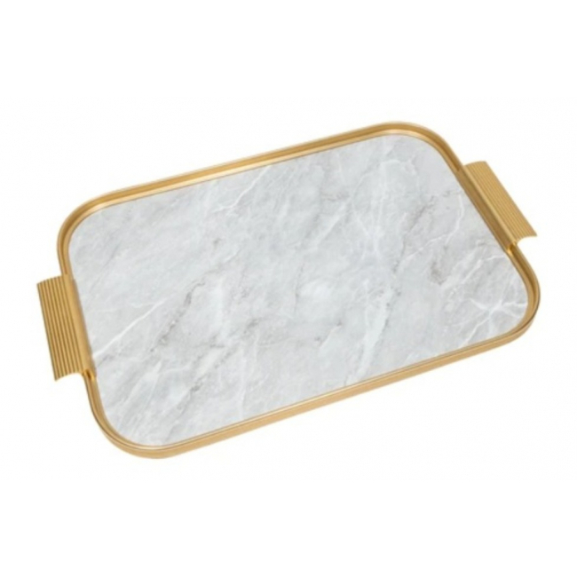 Plateau Light grey marble gold