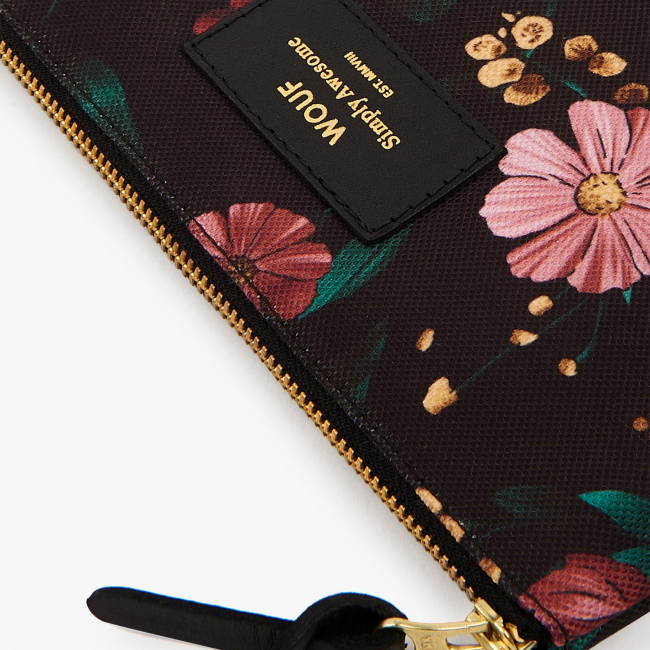 Grande pochette Black flowers