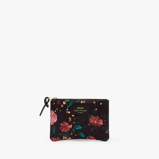 Petite pochette black flowers